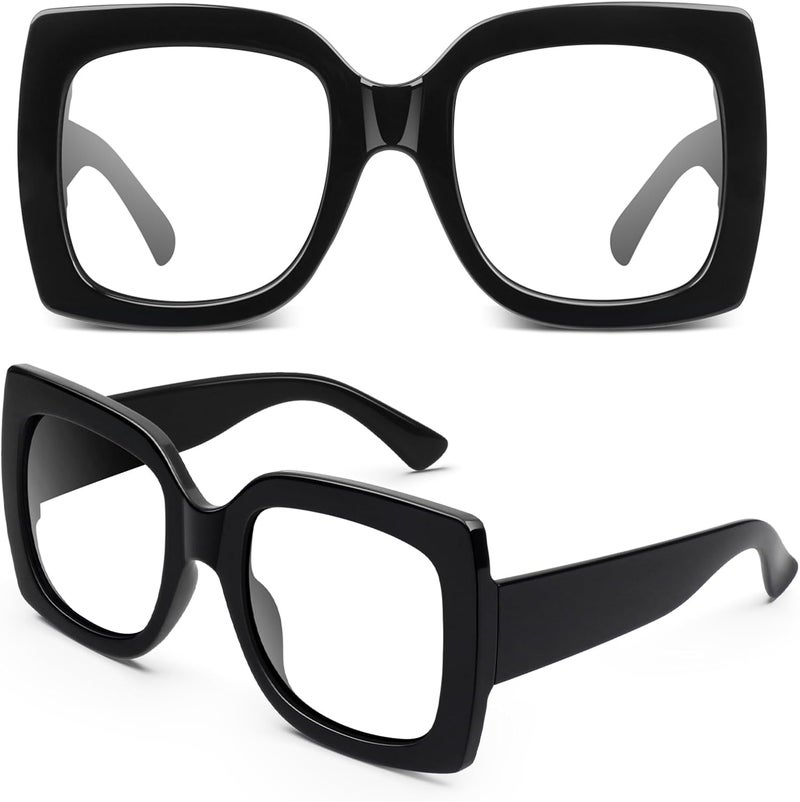 GQUEEN Oversized Fake Glasses Women Men Retro Thick Big Square Frame Clear Lens UV400 Protection Fashion Eyeglasses - Image 1
